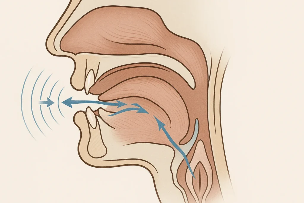 The Science of S: How We Create the Sibilant Sound Phonetic diagram showing mouth anatomy producing S sound with airflow patterns