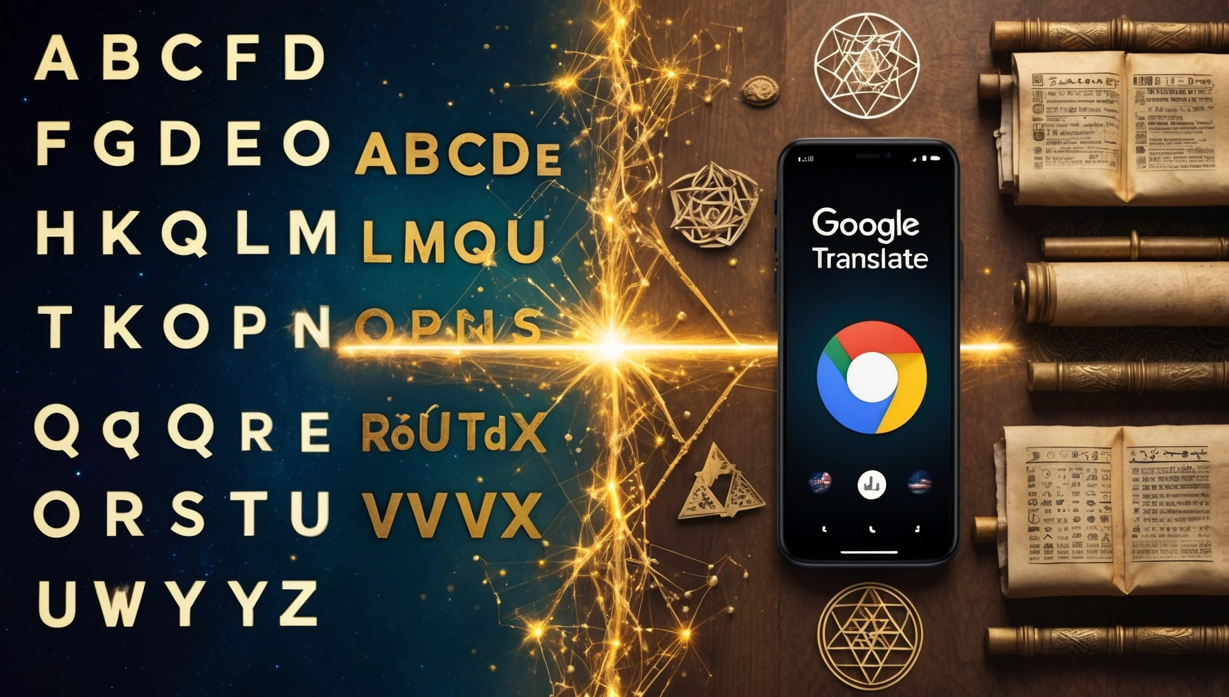 English to Spanish translation bridge with mystical alphabet transformation and modern translation tools